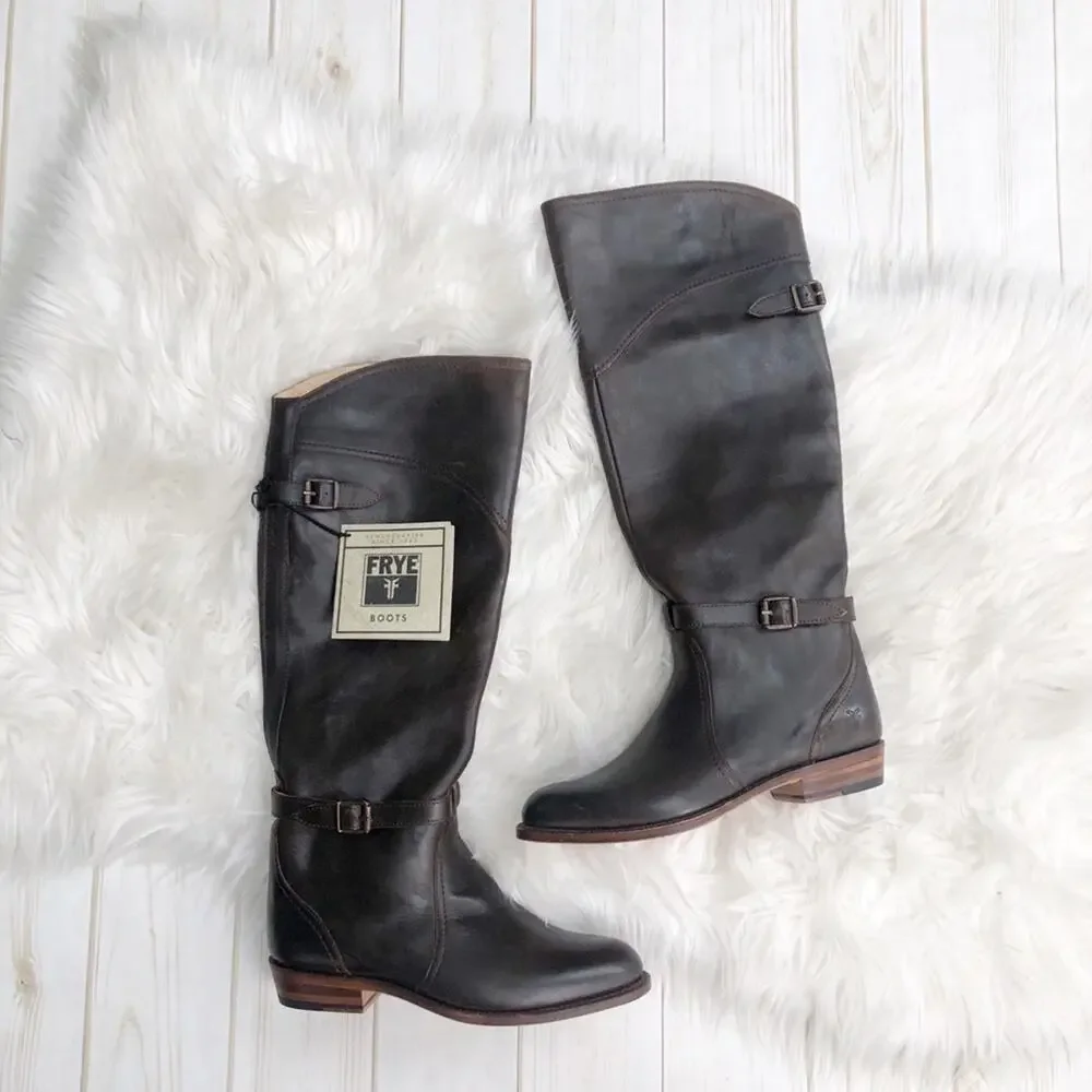Frye Womens‎ Leather Dorado Tall Leather Solid Brown Riding Boots Size 6 NEW